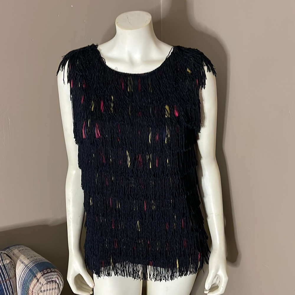 Vintage Disco Fringed Tiered Blouse Size Small - Picture 1 of 6